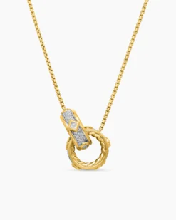 Modern Renaissance® Double Pendant Necklace 18K Yellow Gold with Diamonds, 16.4mm