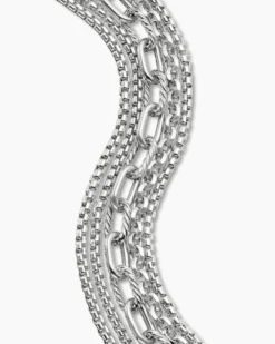 Multi Row Chain Bracelet Sterling Silver, 29mm