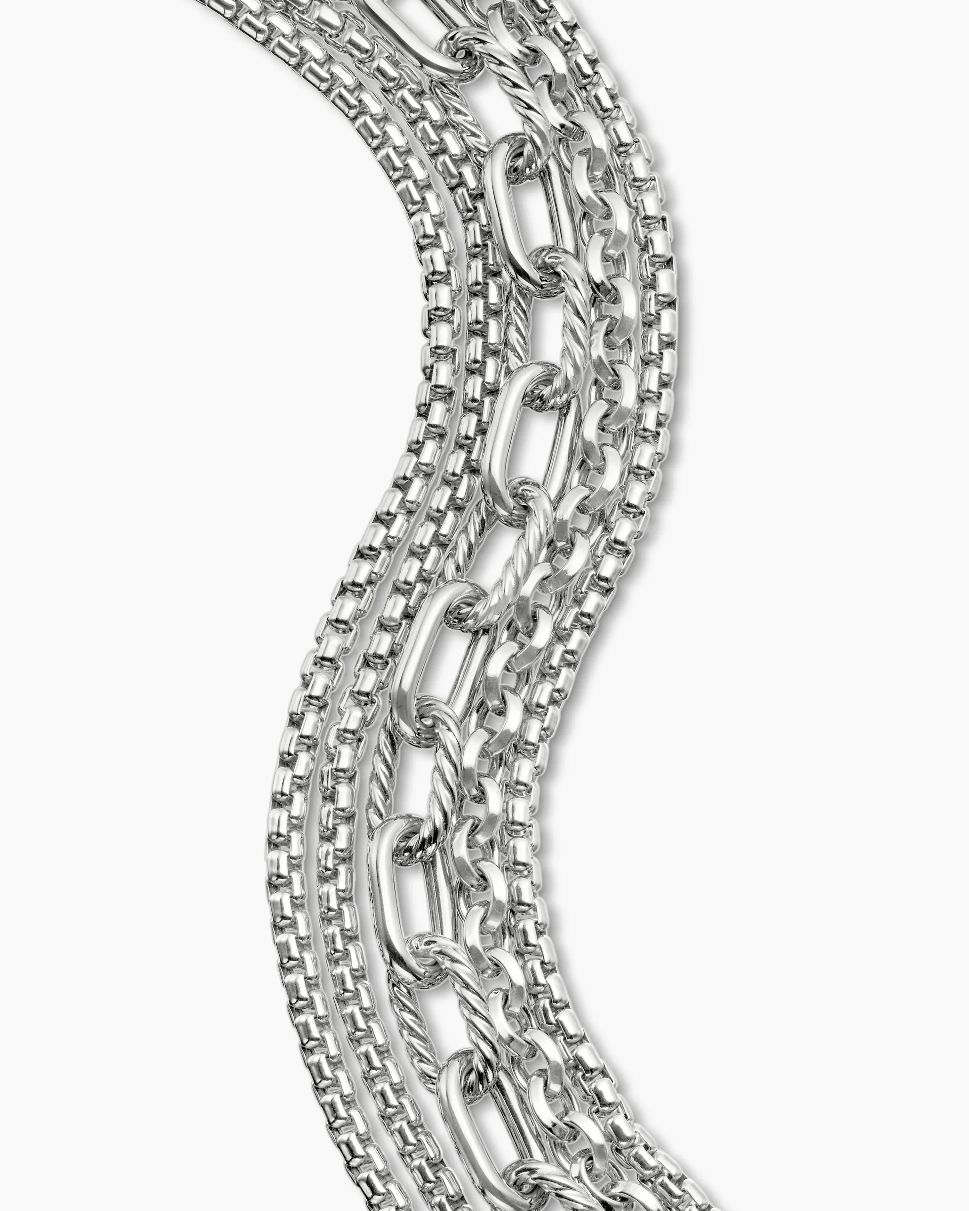 Multi Row Chain Bracelet Sterling Silver, 29mm