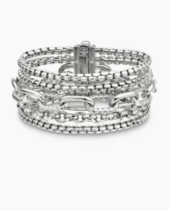 Multi Row Chain Bracelet Sterling Silver, 29mm