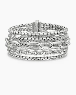 Multi Row Chain Bracelet Sterling Silver, 29mm