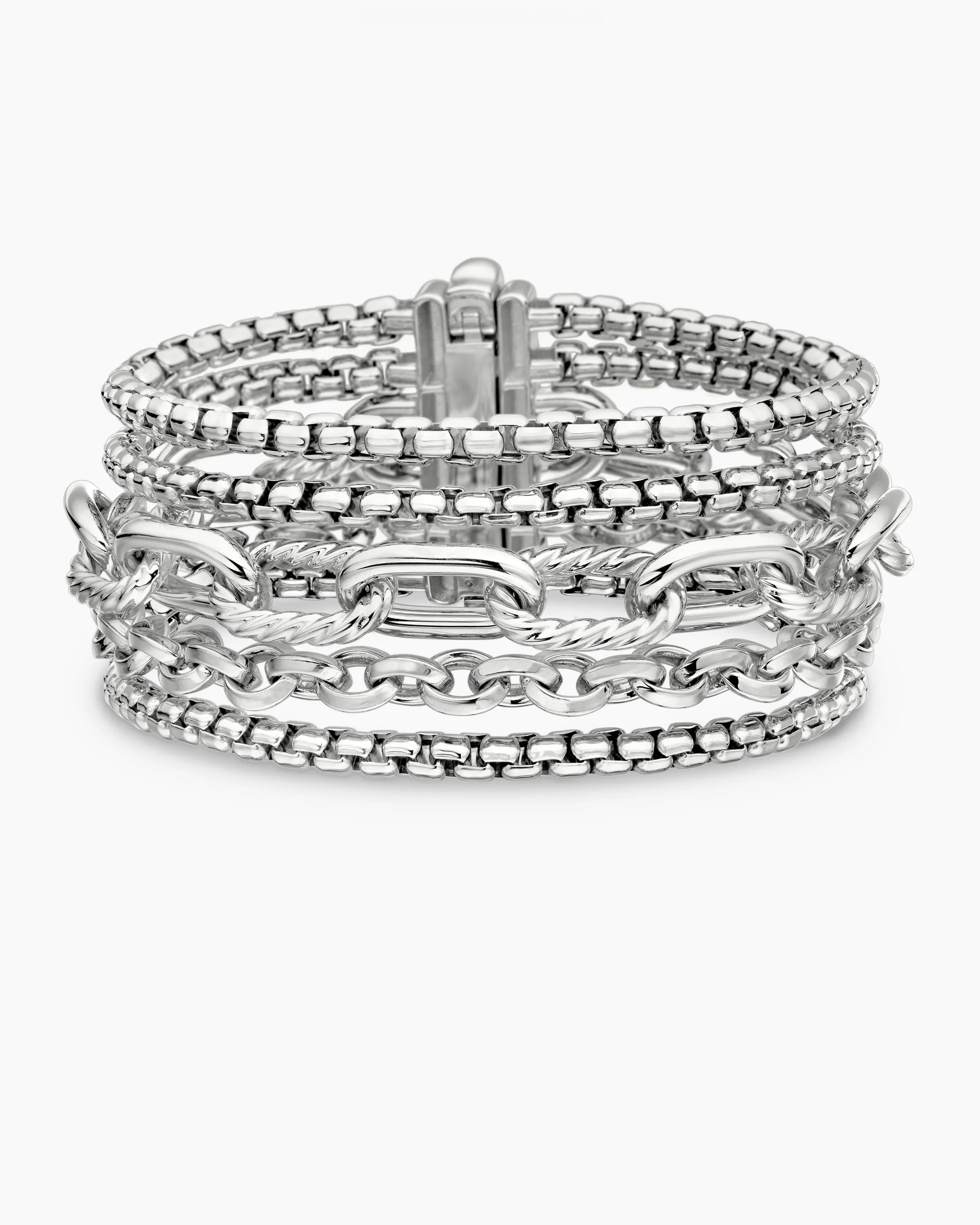 Multi Row Chain Bracelet Sterling Silver, 29mm