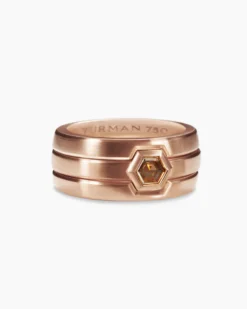 Nesting Band Ring 18K Rose Gold with Center Cognac Diamond, 10mm