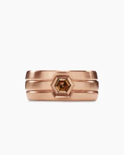 Nesting Band Ring 18K Rose Gold with Center Cognac Diamond, 10mm