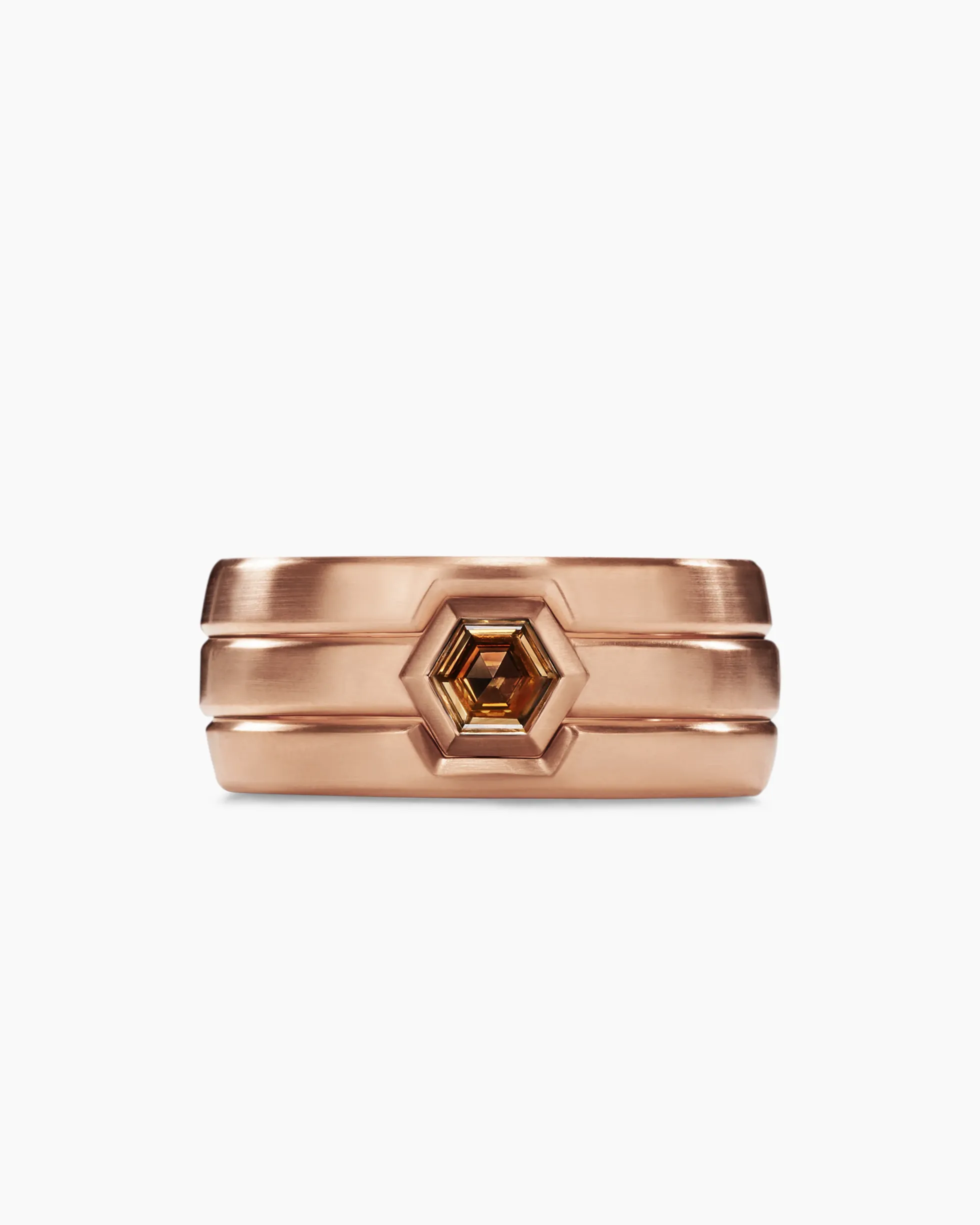 Nesting Band Ring 18K Rose Gold with Center Cognac Diamond, 10mm