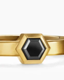 Nesting Band Ring 18K Yellow Gold with Center Black Diamond, 10mm