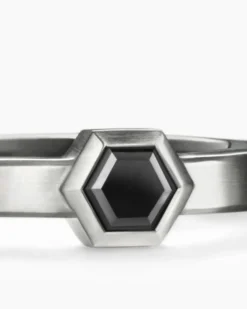 Nesting Band Ring Platinum with Center Black Diamond, 10mm