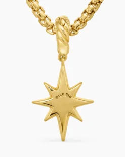 North Star Amulet 18K Yellow Gold with Diamonds, 15mm