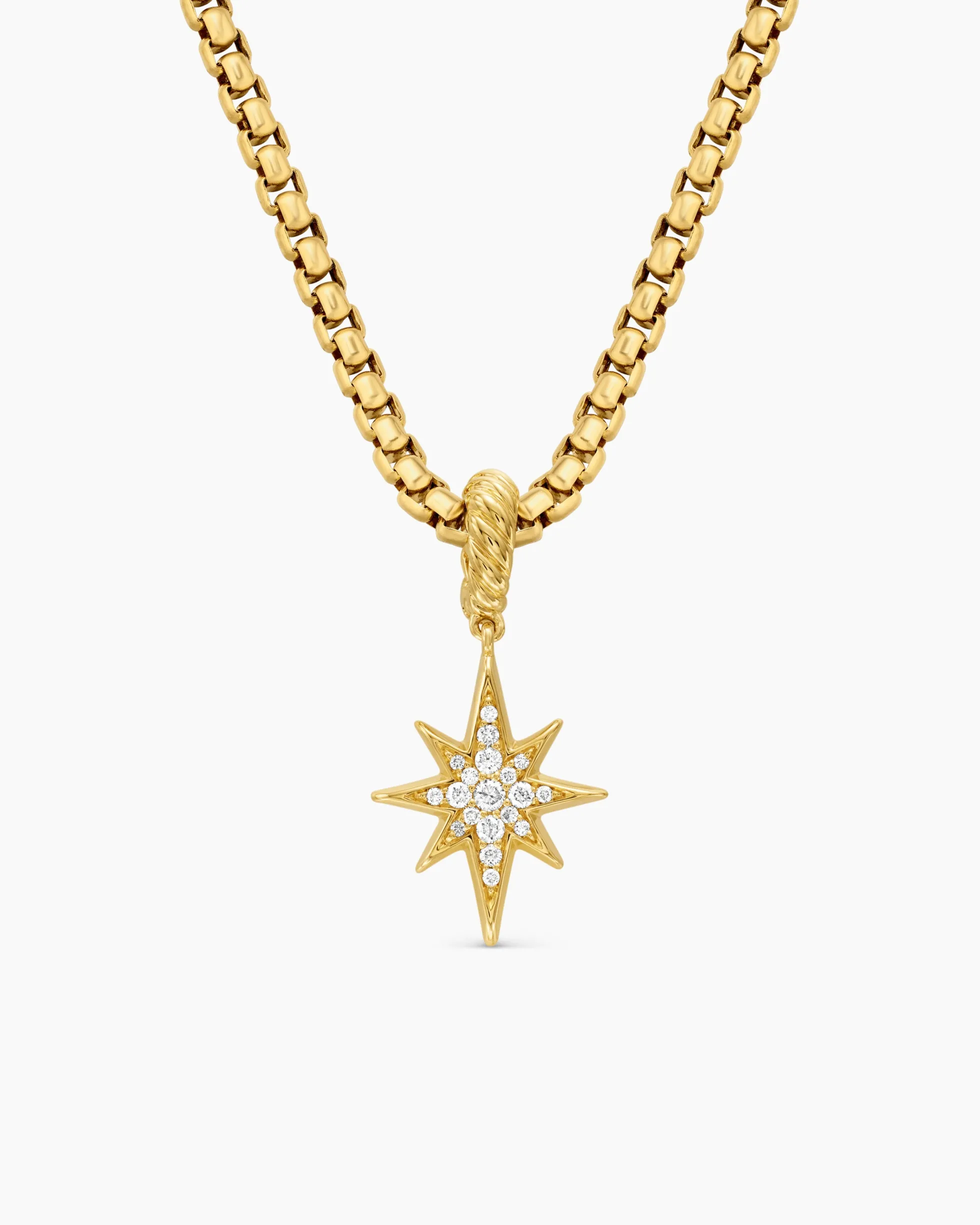 North Star Amulet 18K Yellow Gold with Diamonds, 15mm