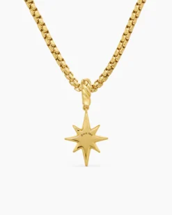 North Star Amulet 18K Yellow Gold with Diamonds, 15mm