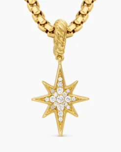 North Star Amulet 18K Yellow Gold with Diamonds, 15mm