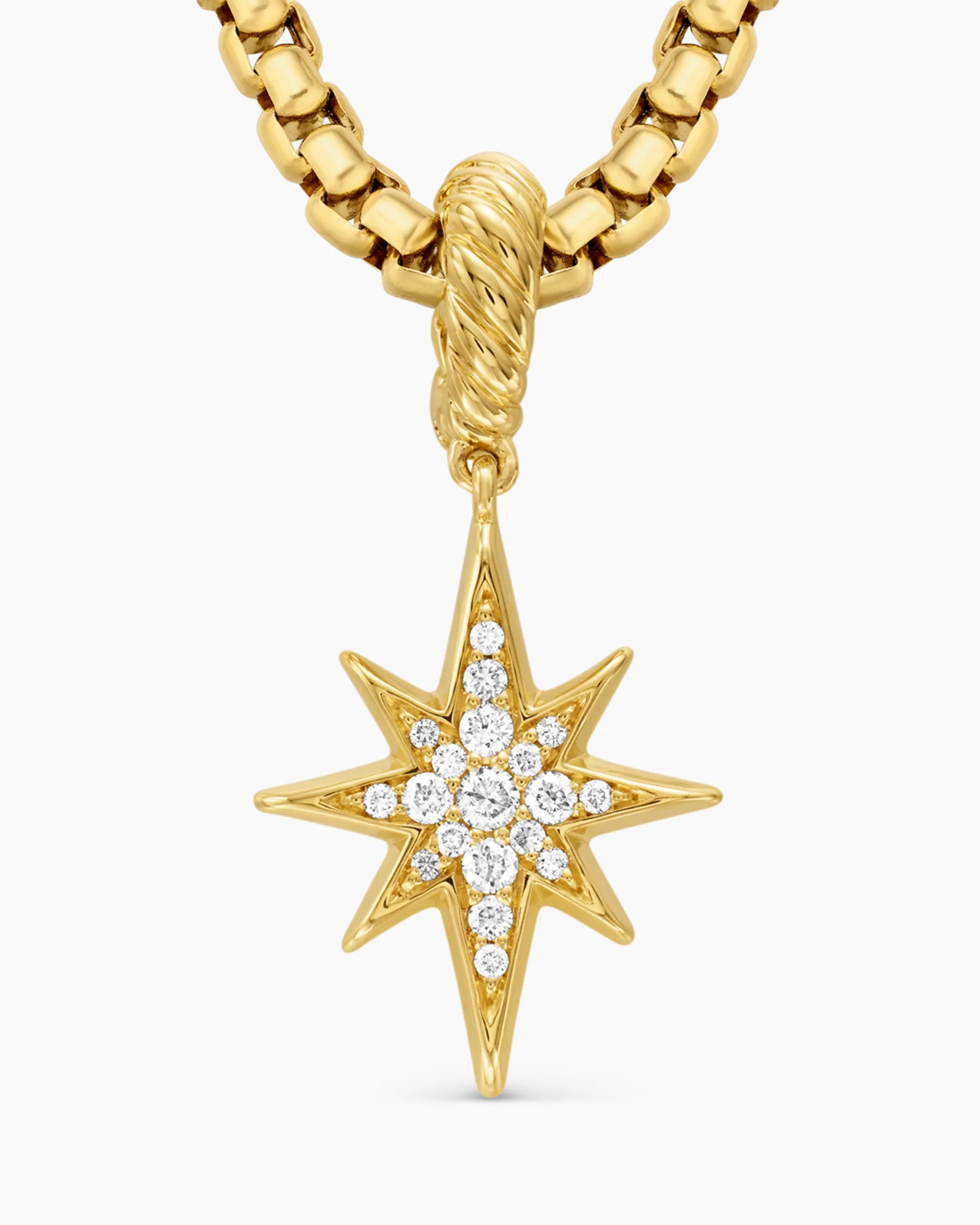 North Star Amulet 18K Yellow Gold with Diamonds, 15mm