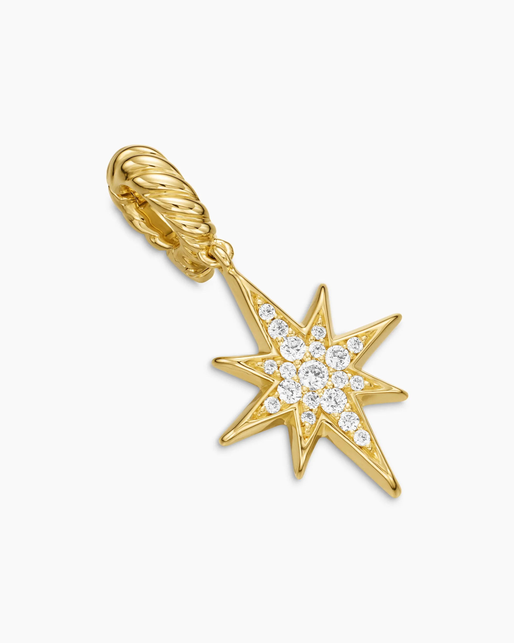 North Star Amulet 18K Yellow Gold with Diamonds, 15mm