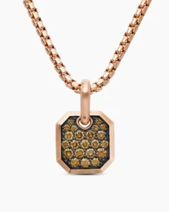Octagonal Amulet 18K Rose Gold with Cognac Diamonds, 15mm
