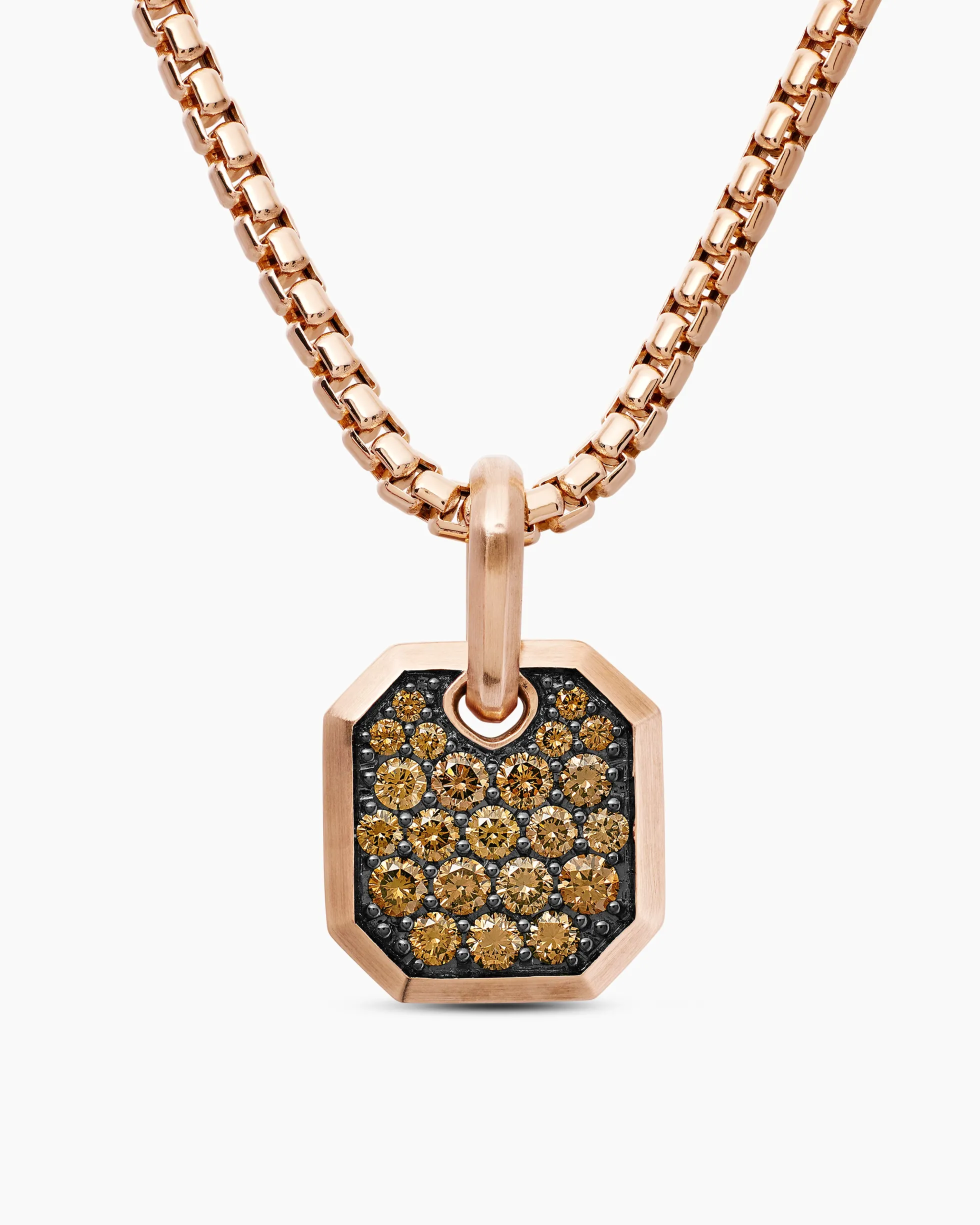 Octagonal Amulet 18K Rose Gold with Cognac Diamonds, 15mm