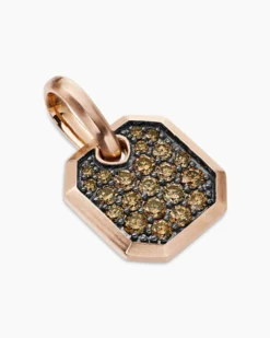 Octagonal Amulet 18K Rose Gold with Cognac Diamonds, 15mm