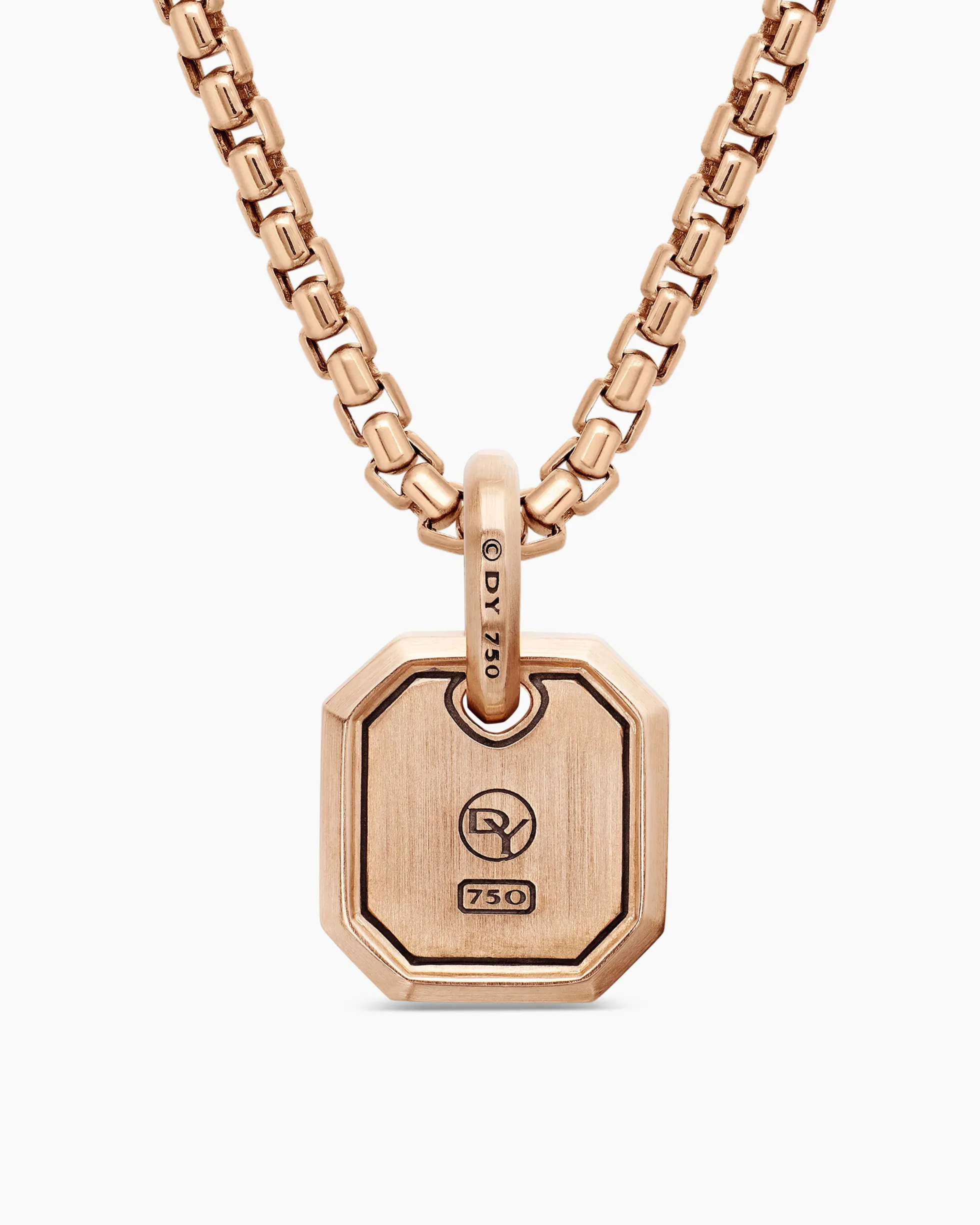 Octagonal Amulet 18K Rose Gold with Cognac Diamonds, 15mm