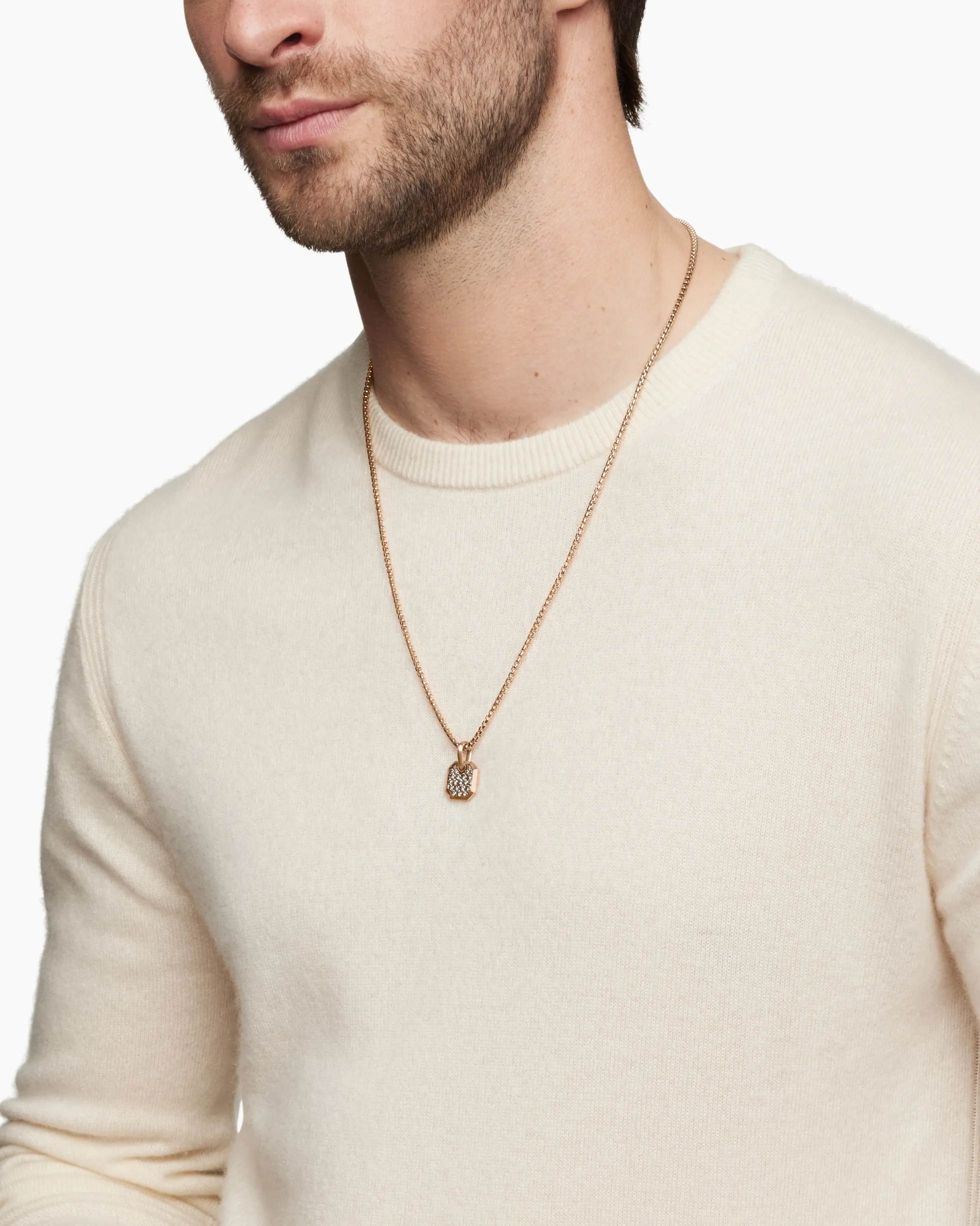 Octagonal Amulet 18K Rose Gold with Cognac Diamonds, 15mm