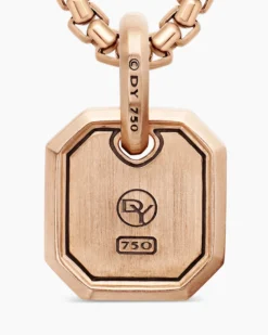 Octagonal Amulet 18K Rose Gold with Cognac Diamonds, 15mm