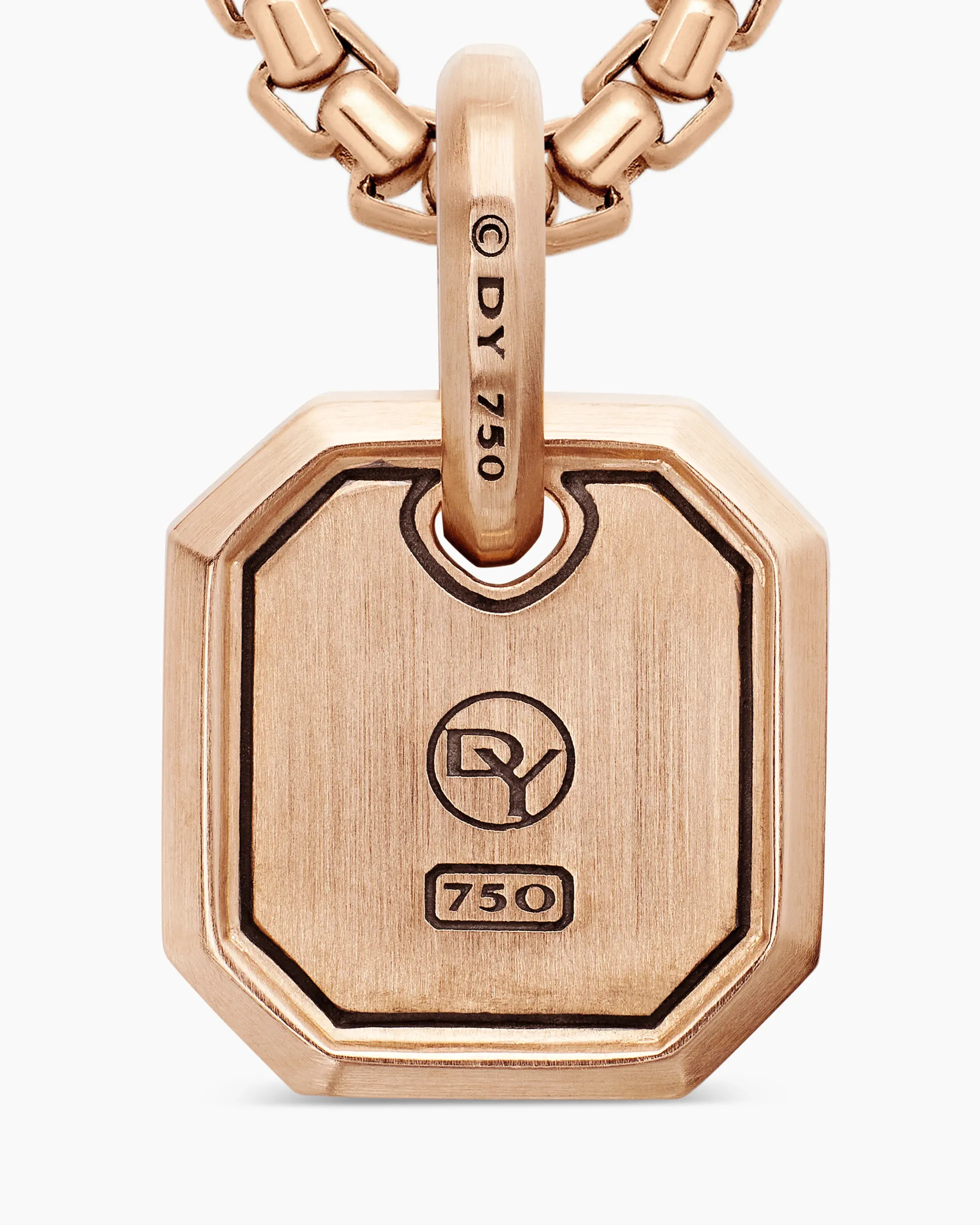 Octagonal Amulet 18K Rose Gold with Cognac Diamonds, 15mm