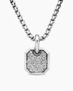 Octagonal Amulet 18K White Gold with Diamonds, 15mm