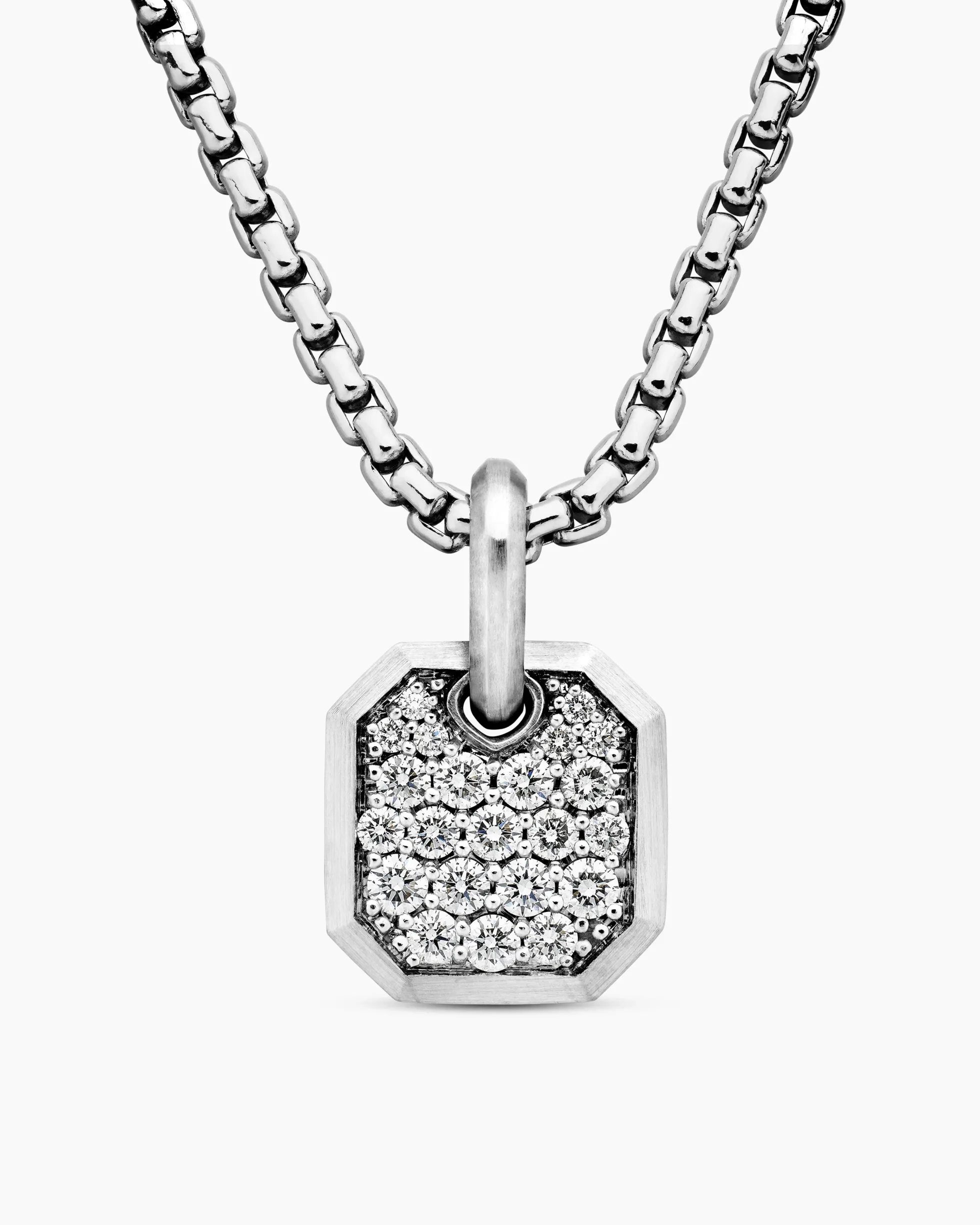 Octagonal Amulet 18K White Gold with Diamonds, 15mm