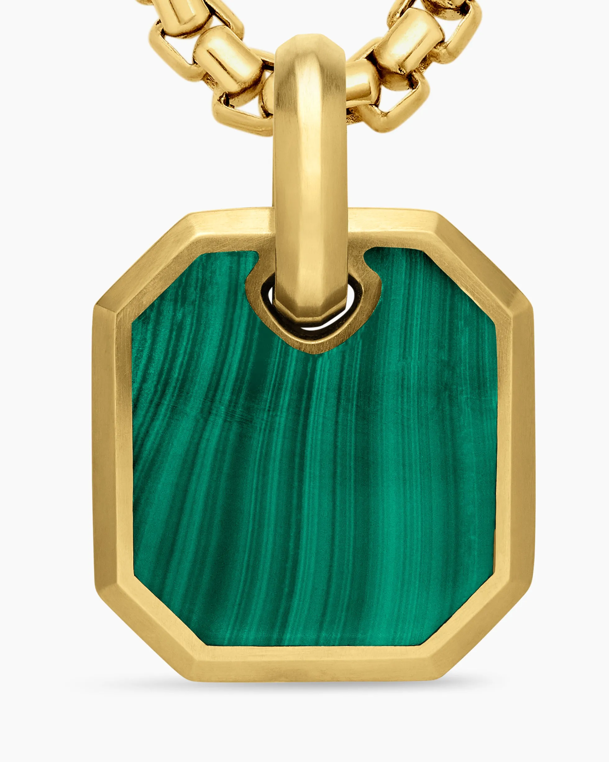 Octagonal Amulet 18K Yellow Gold with Malachite, 15mm