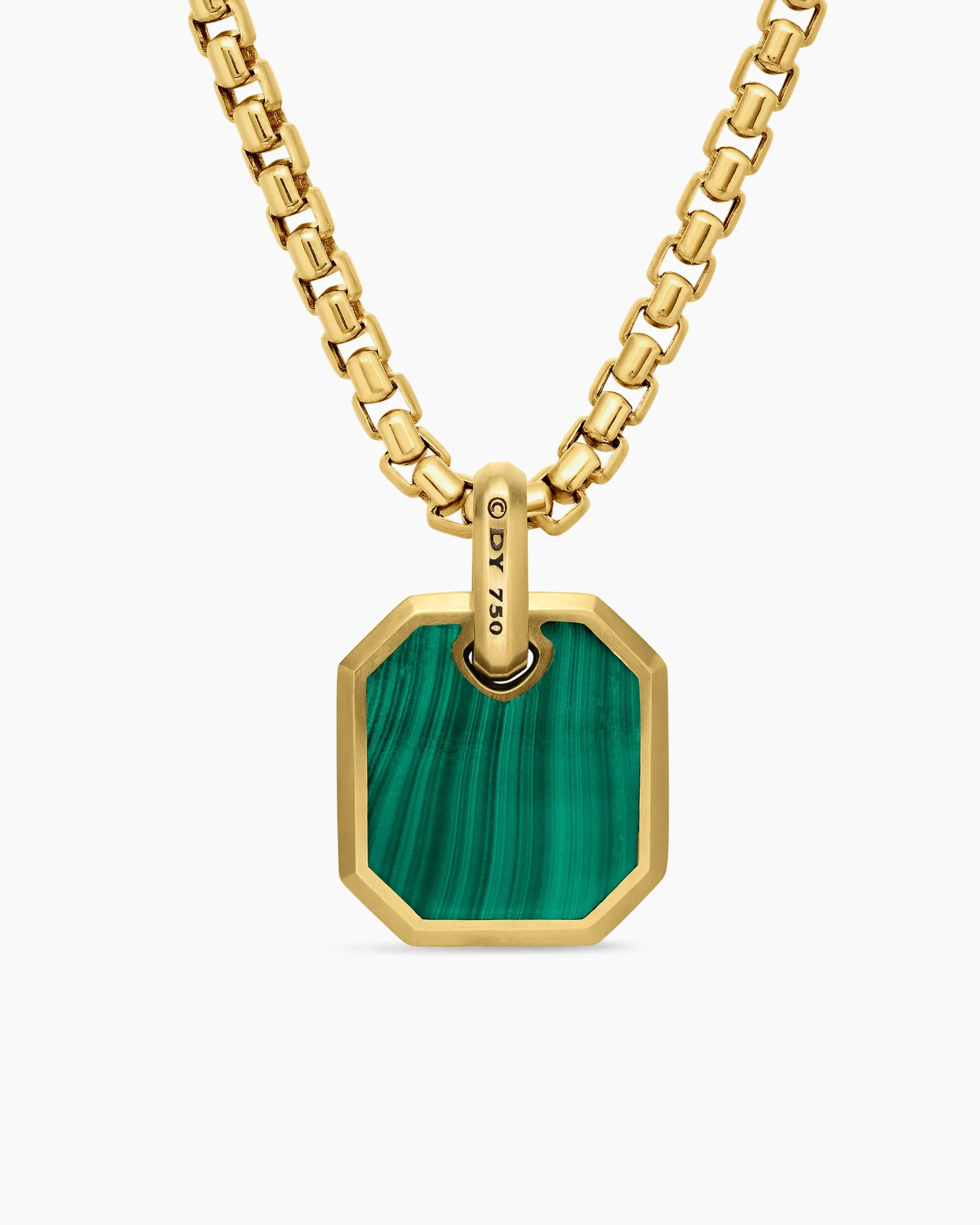 Octagonal Amulet 18K Yellow Gold with Malachite, 15mm