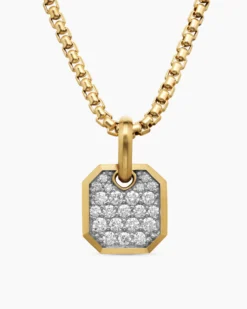 Octagonal Amulet 18K Yellow Gold with Diamonds, 15mm