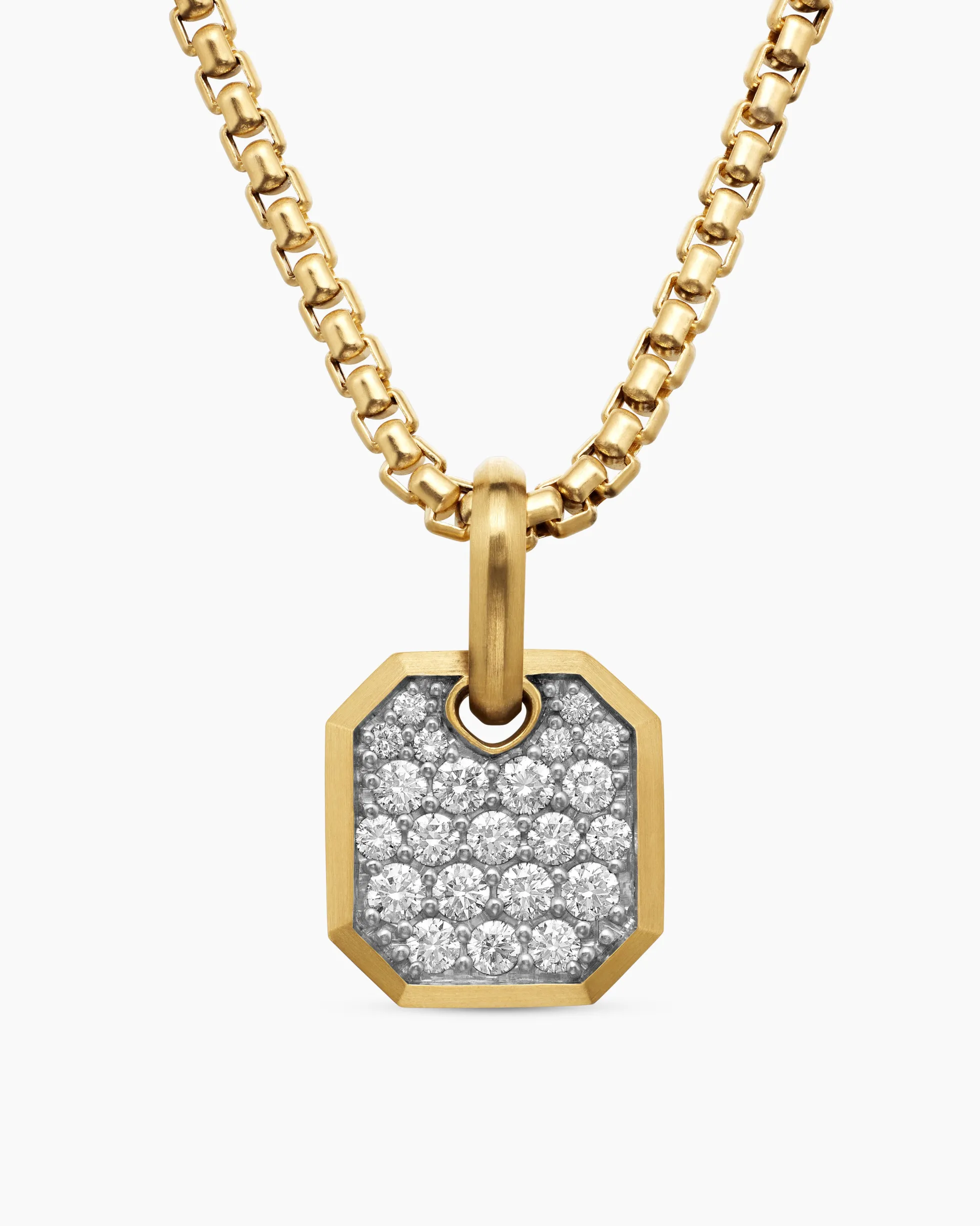 Octagonal Amulet 18K Yellow Gold with Diamonds, 15mm