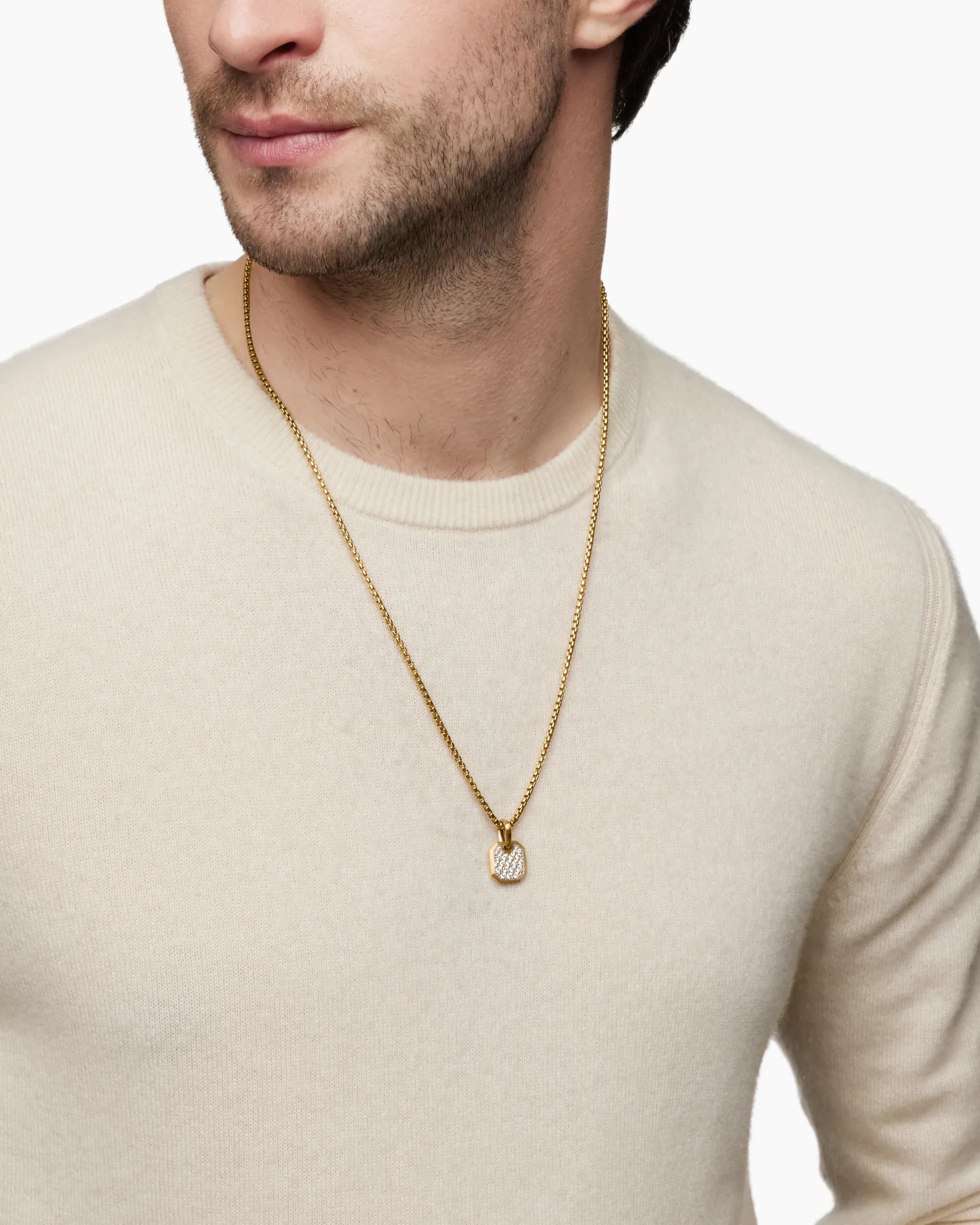 Octagonal Amulet 18K Yellow Gold with Diamonds, 15mm