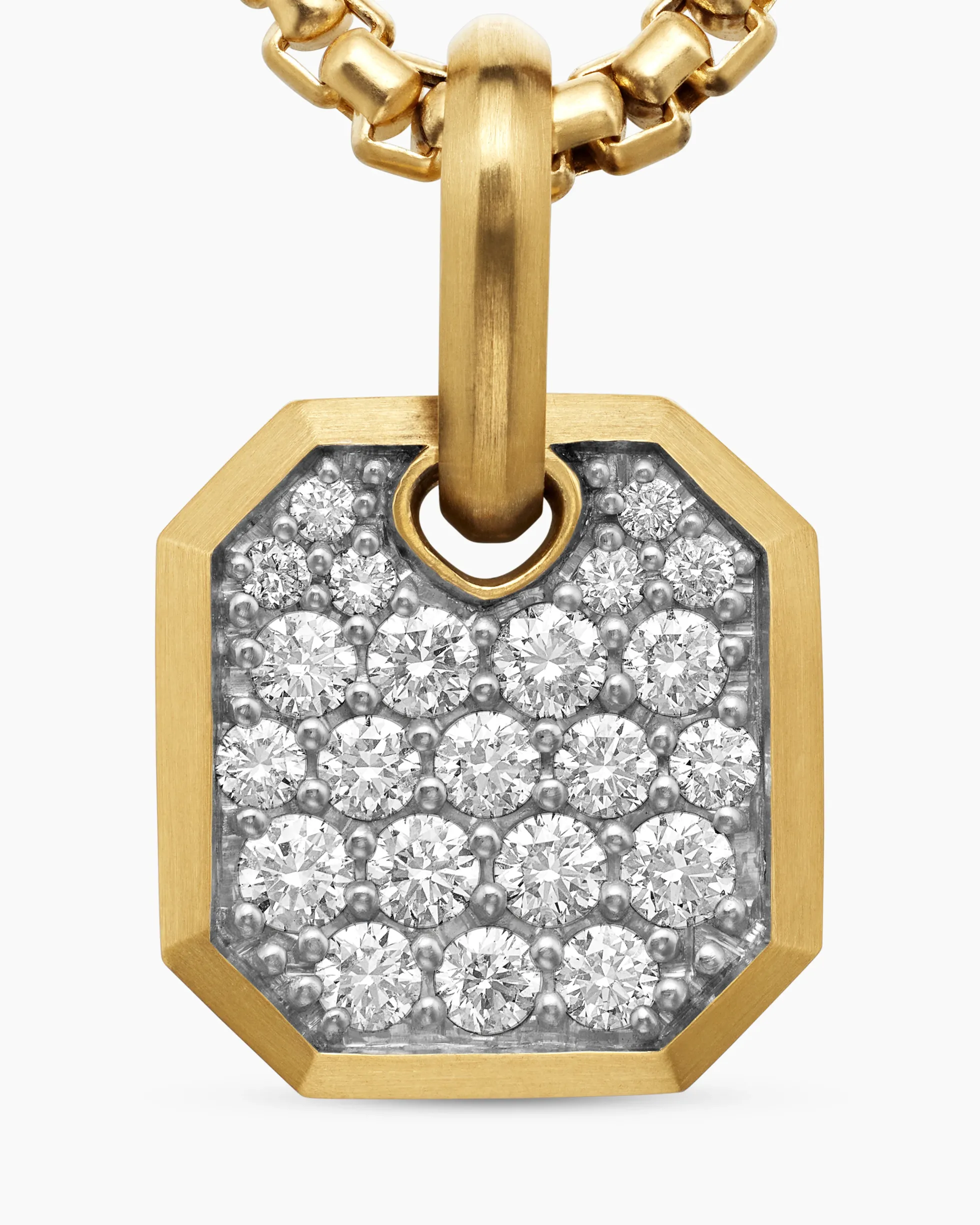 Octagonal Amulet 18K Yellow Gold with Diamonds, 15mm