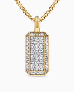 Octagonal Tag 18K Yellow Gold with Diamonds, 27mm