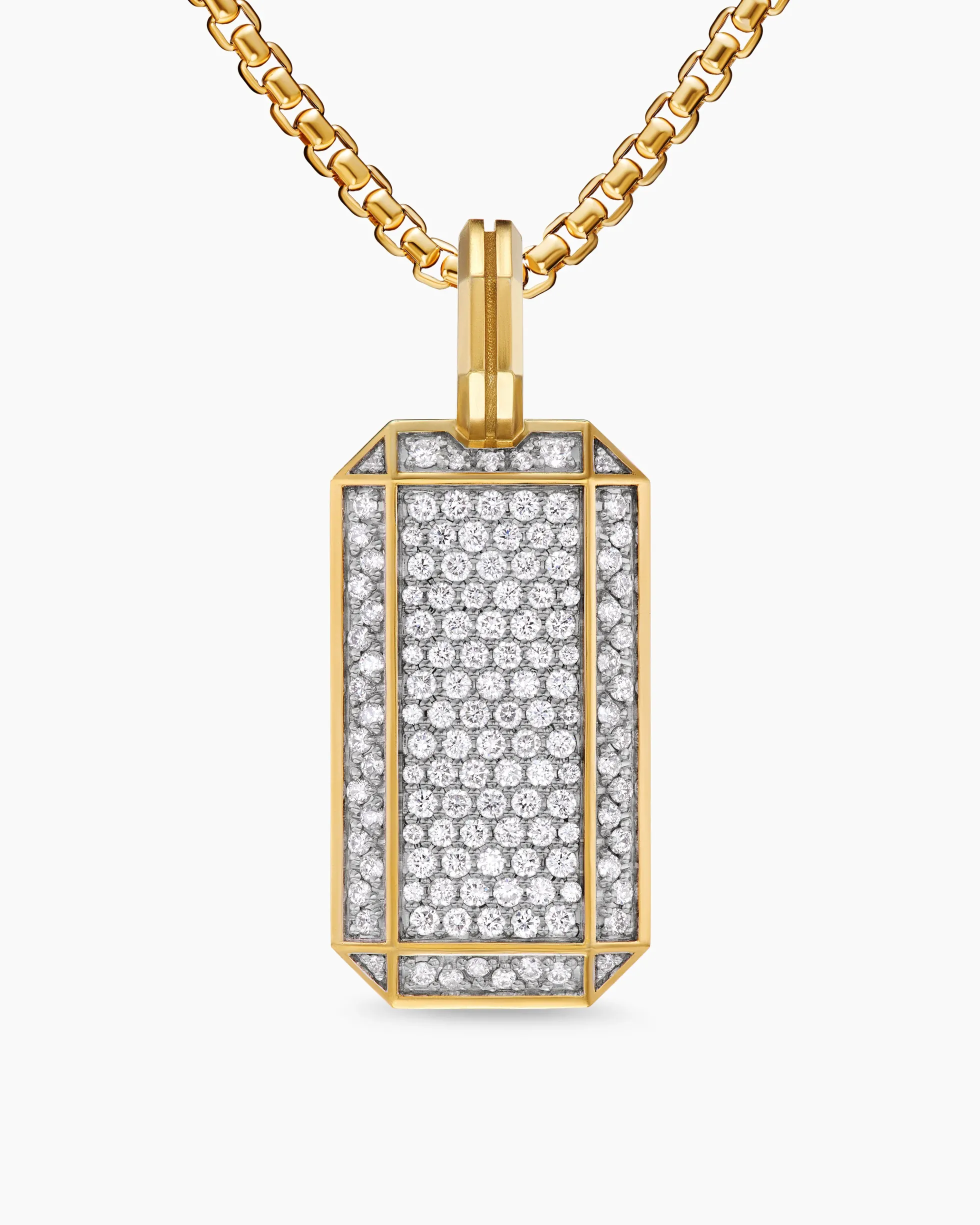 Octagonal Tag 18K Yellow Gold with Diamonds, 27mm