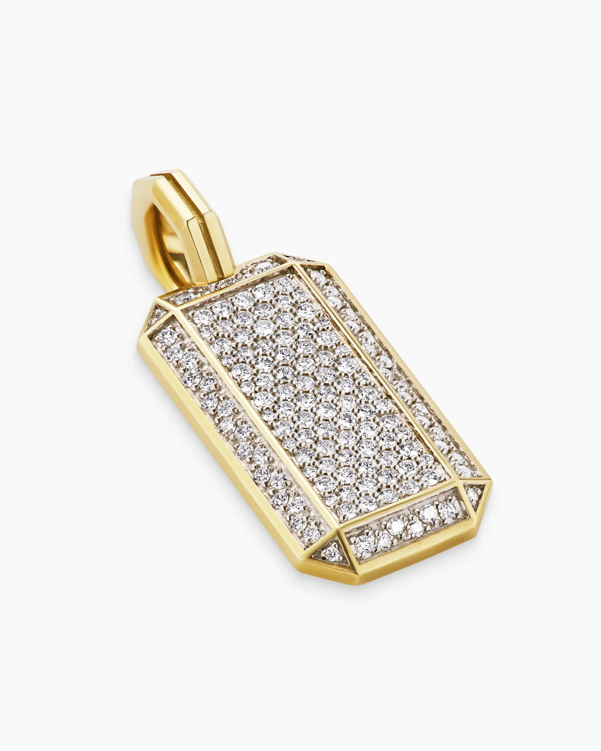 Octagonal Tag 18K Yellow Gold with Diamonds, 27mm