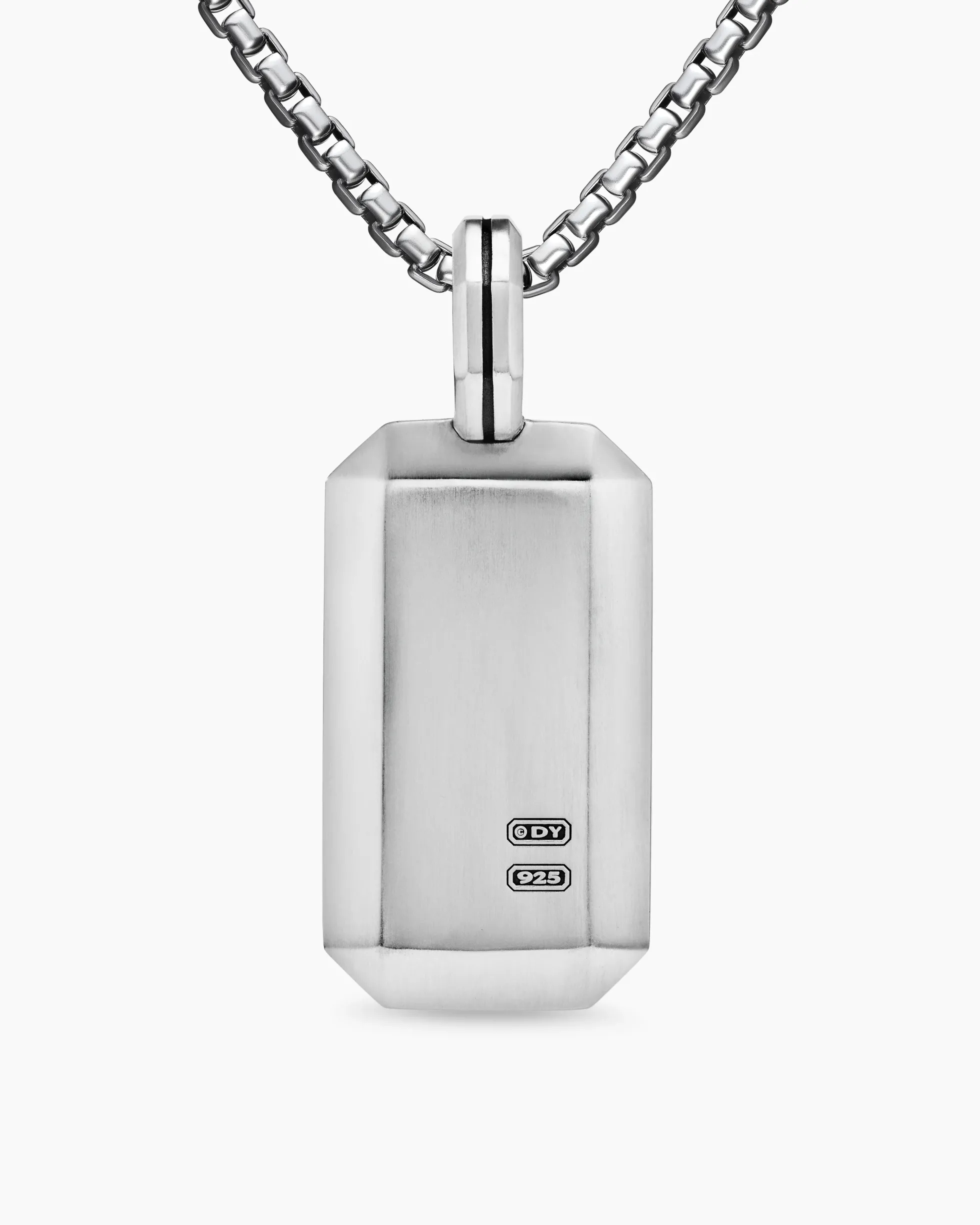 Octagonal Tag Sterling Silver with Black Diamonds, 27mm