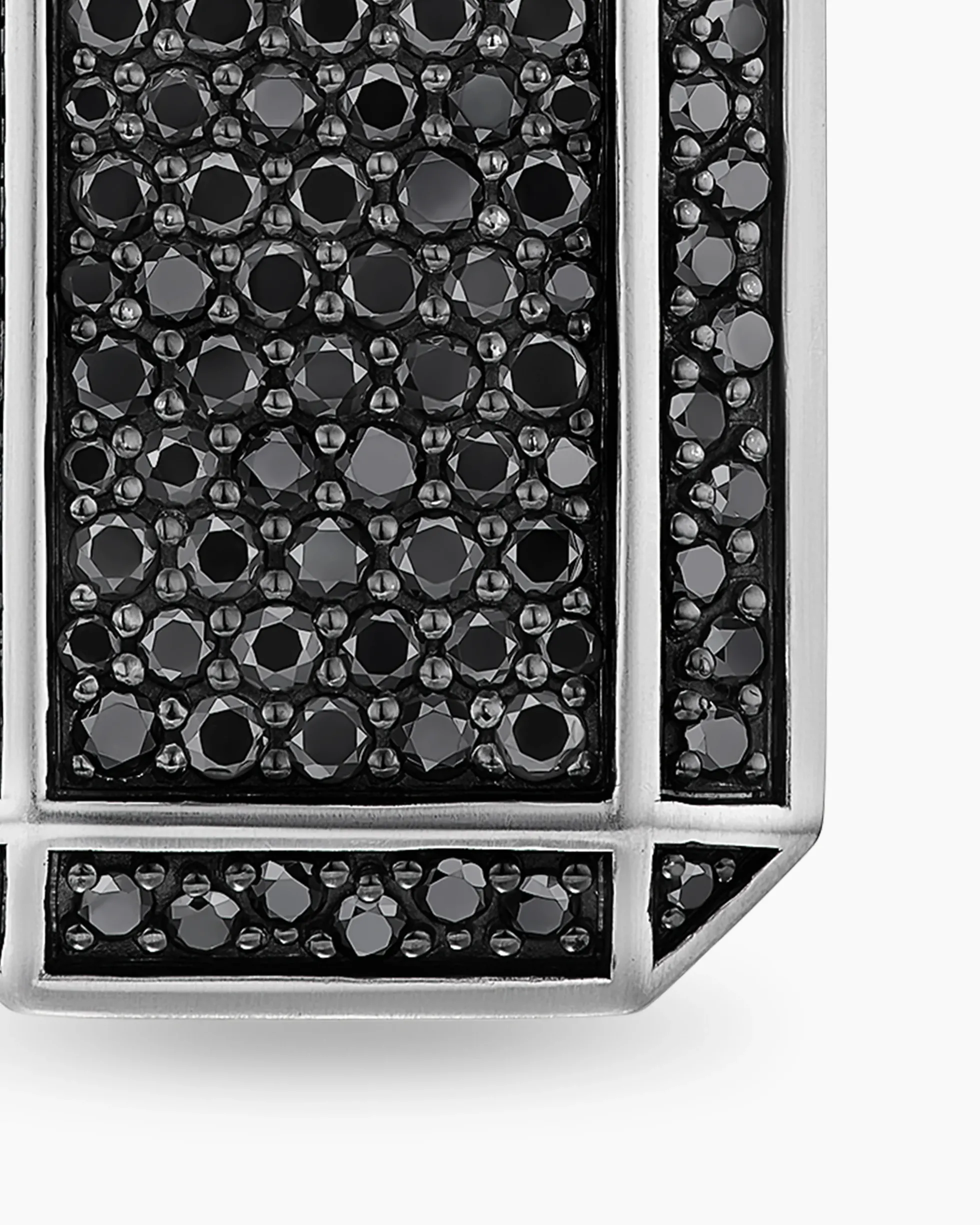 Octagonal Tag Sterling Silver with Black Diamonds, 27mm
