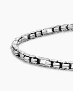 Open Station Box Chain Bracelet Sterling Silver, 3mm