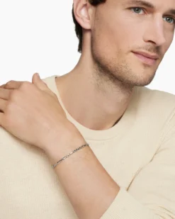 Open Station Box Chain Bracelet Sterling Silver, 3mm