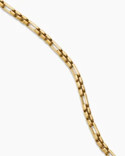 Open Station Box Chain Necklace 18K Yellow Gold, 3mm