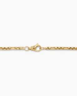 Open Station Box Chain Necklace 18K Yellow Gold, 3mm