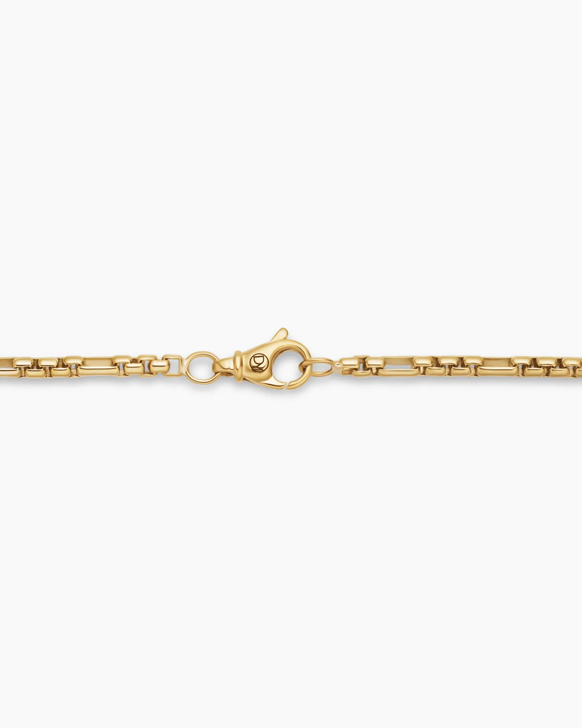 Open Station Box Chain Necklace 18K Yellow Gold, 3mm