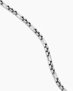 Open Station Box Chain Necklace Sterling Silver, 3mm