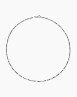 Open Station Box Chain Necklace Sterling Silver, 3mm