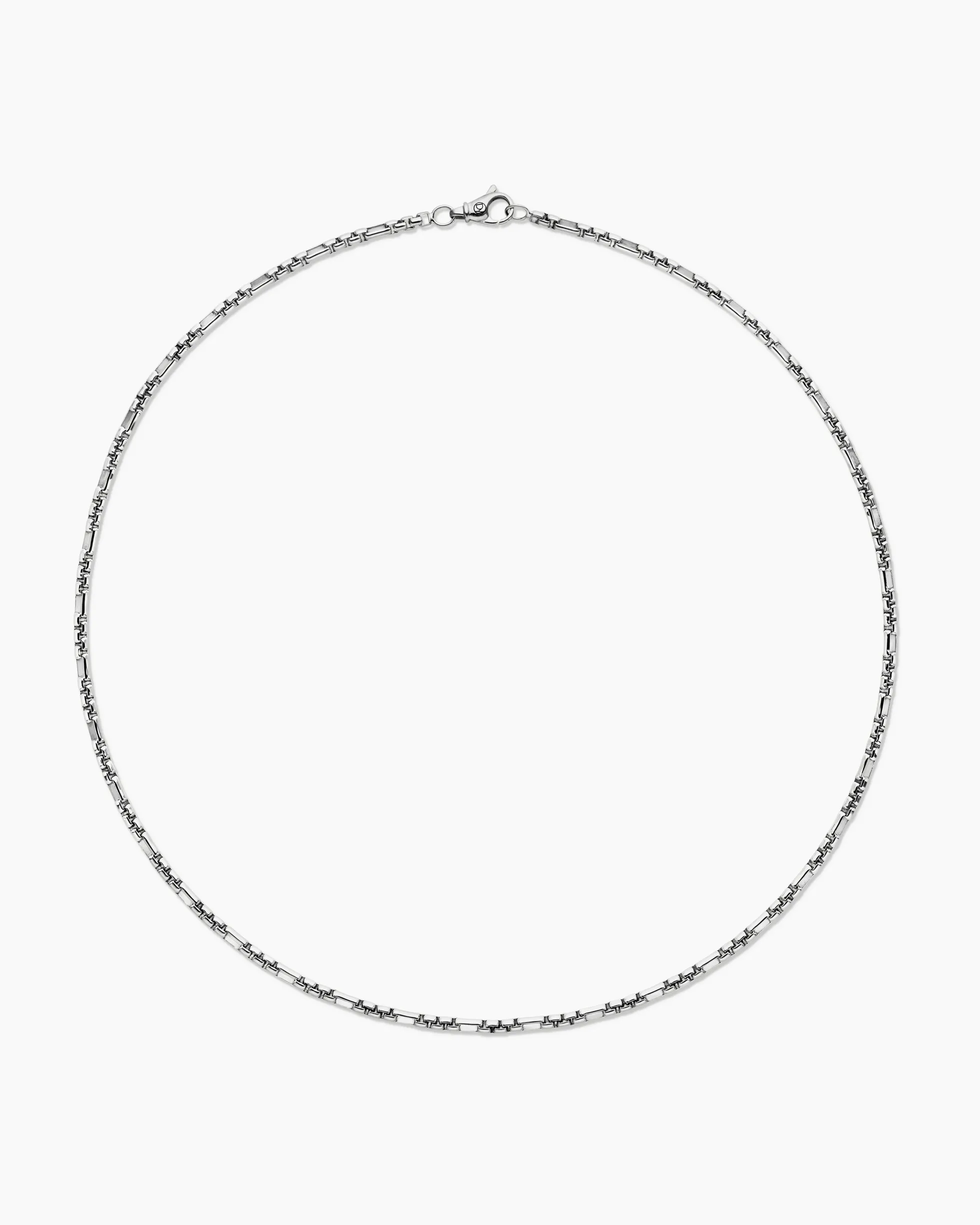 Open Station Box Chain Necklace Sterling Silver, 3mm