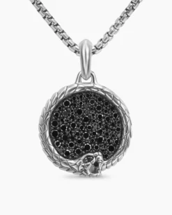Ouroboros Amulet Sterling Silver with Black Diamonds, 25mm