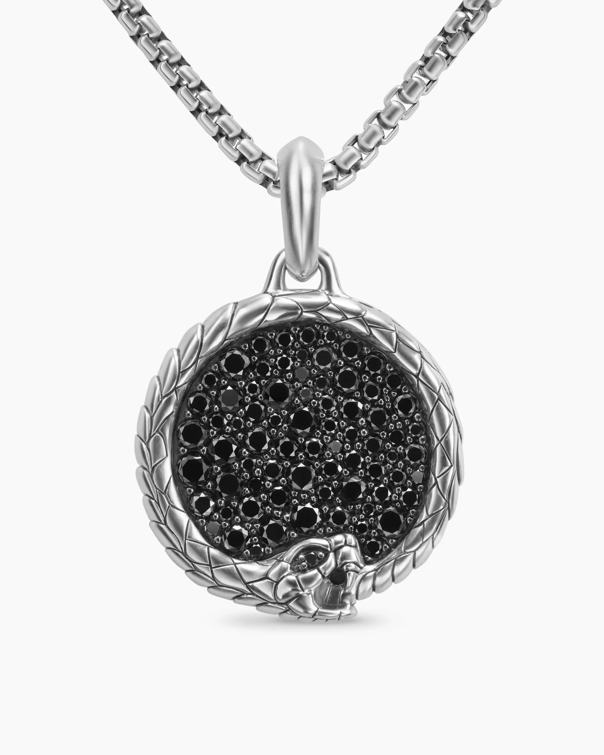Ouroboros Amulet Sterling Silver with Black Diamonds, 25mm
