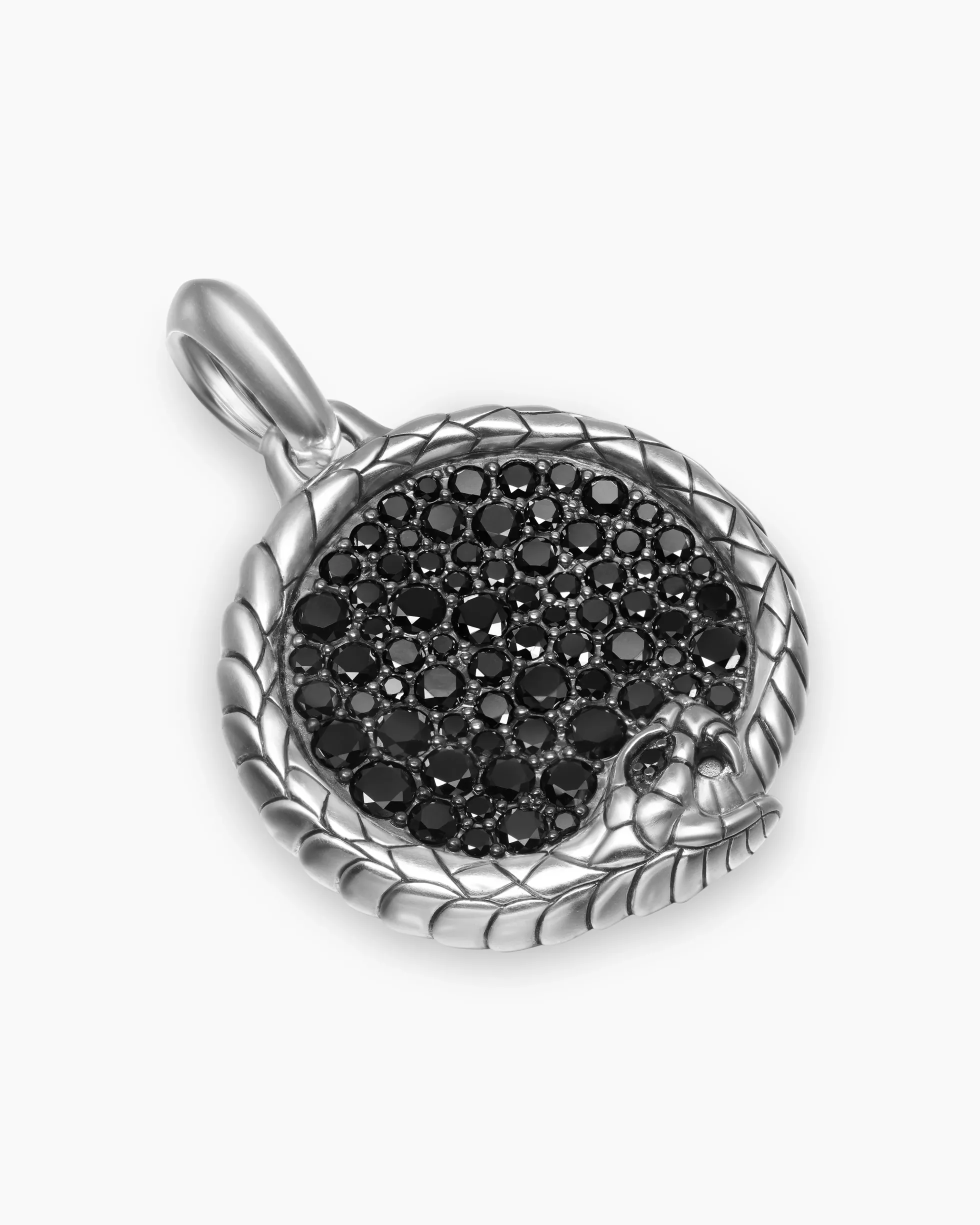 Ouroboros Amulet Sterling Silver with Black Diamonds, 25mm