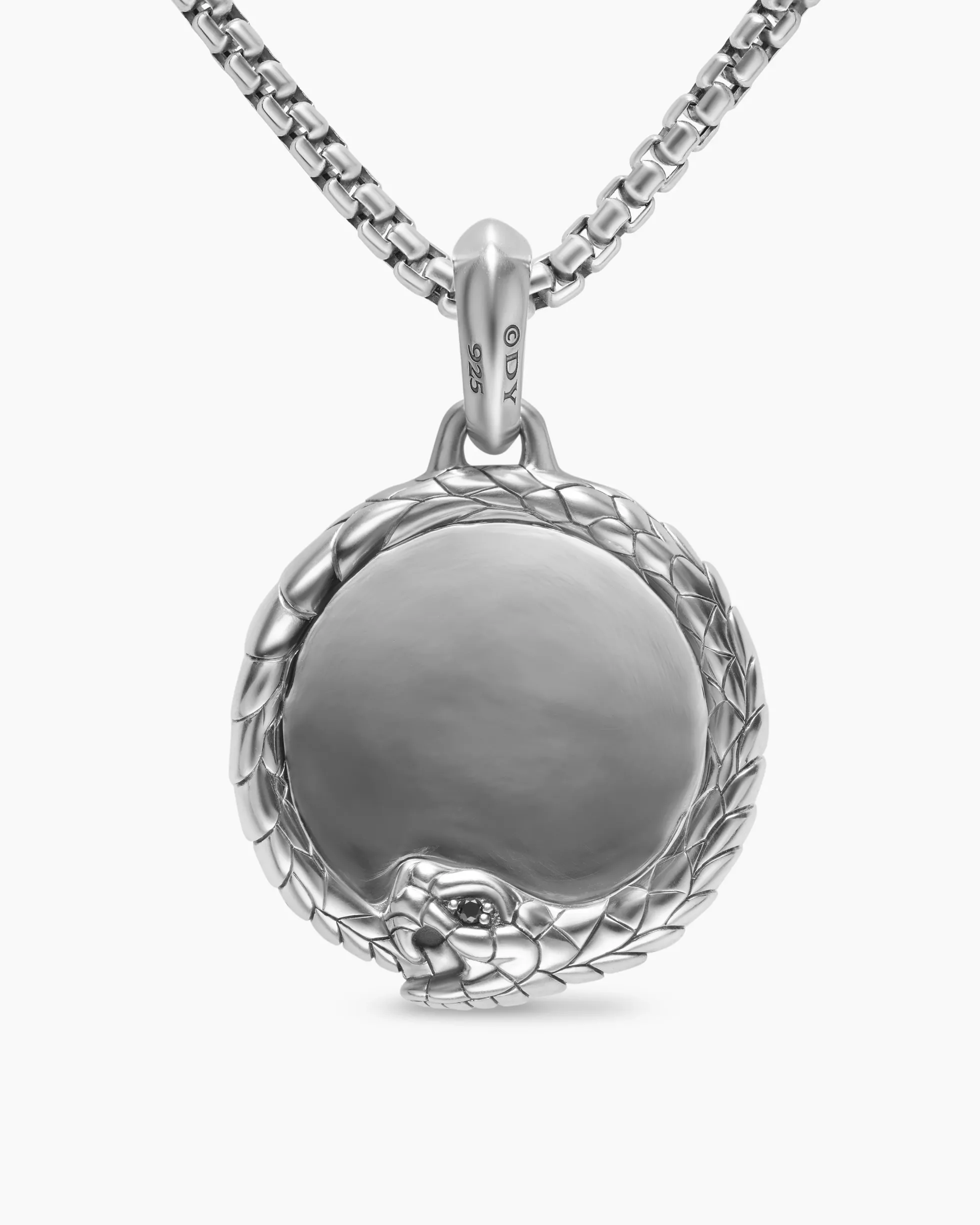 Ouroboros Amulet Sterling Silver with Black Diamonds, 25mm