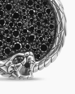 Ouroboros Amulet Sterling Silver with Black Diamonds, 25mm